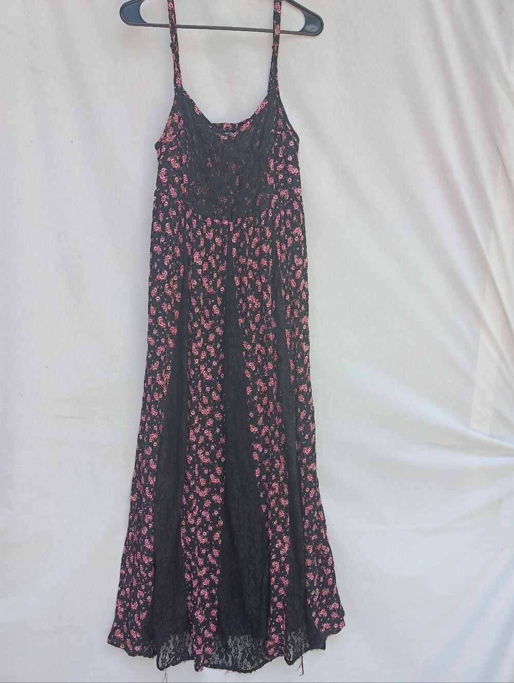 torrid Black & Pink Floral Fit & Flare Lace Paneled Maxi Dress